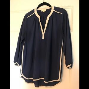 Navy w/ White Piping Blouse